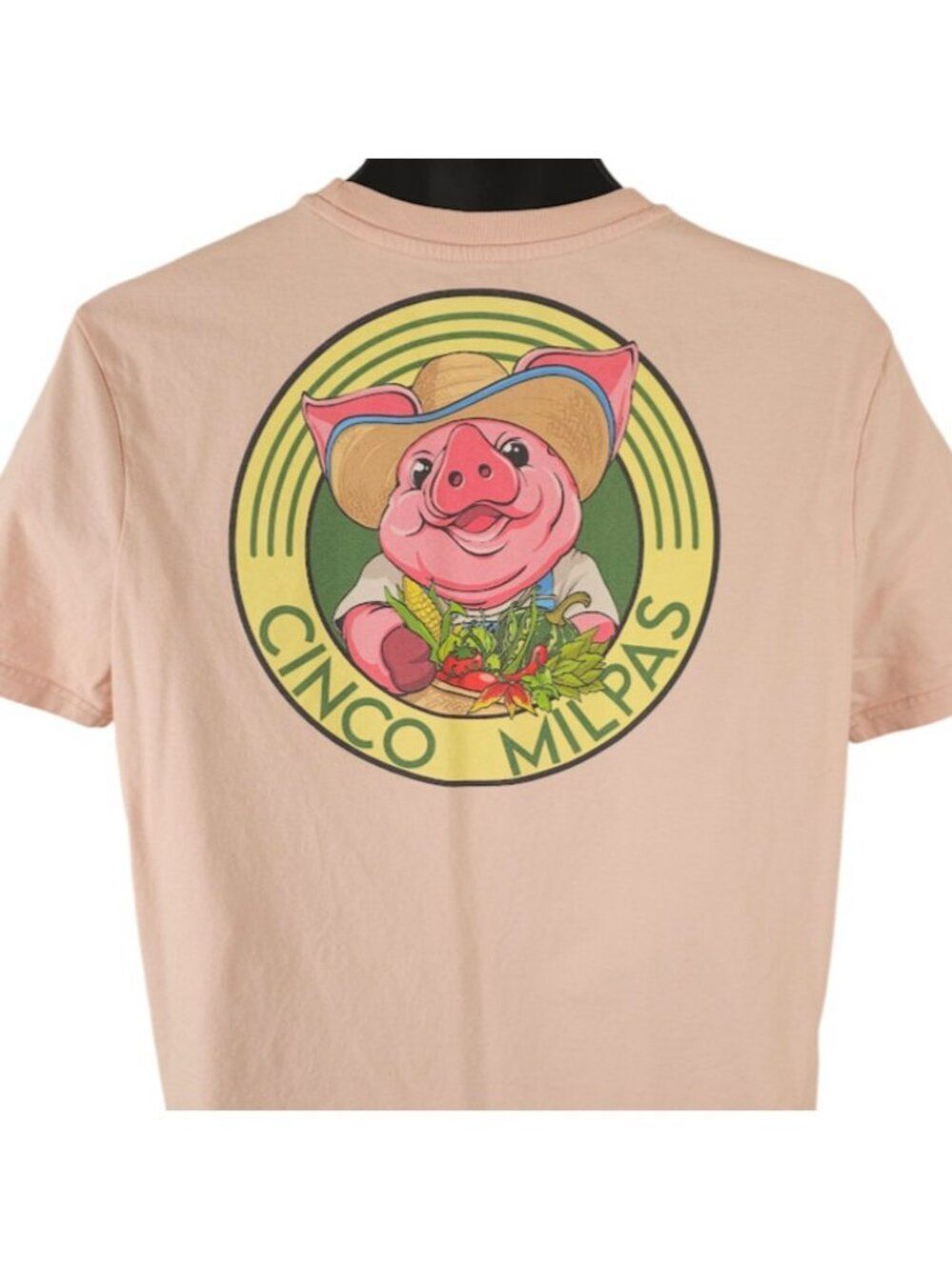 Cinco Milpas Pig T Shirt Mens Size Large Orange Farmer Farming
